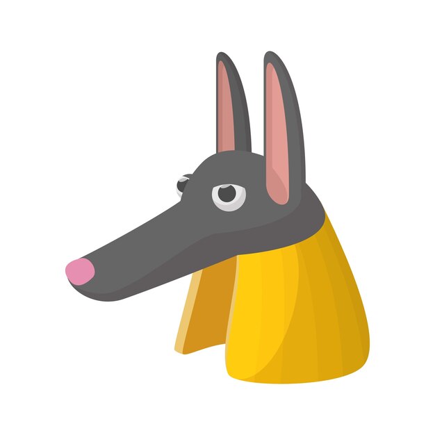 Vector anubis head icon in cartoon style on a white background