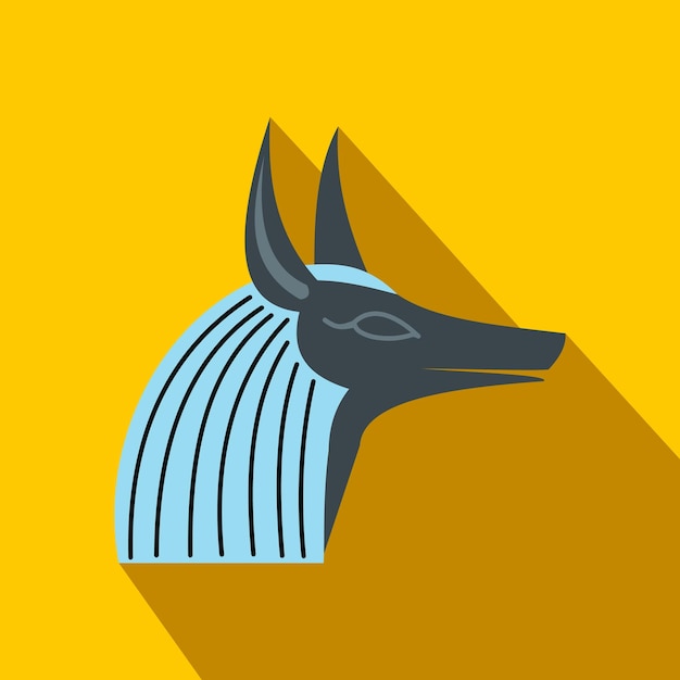 Anubis head icon in flat style on a yellow background