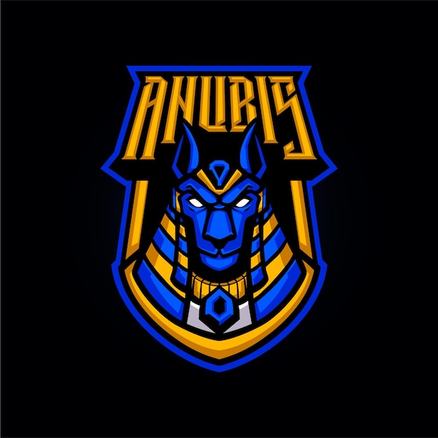 Vettore logo della mascotte della testa di anubis