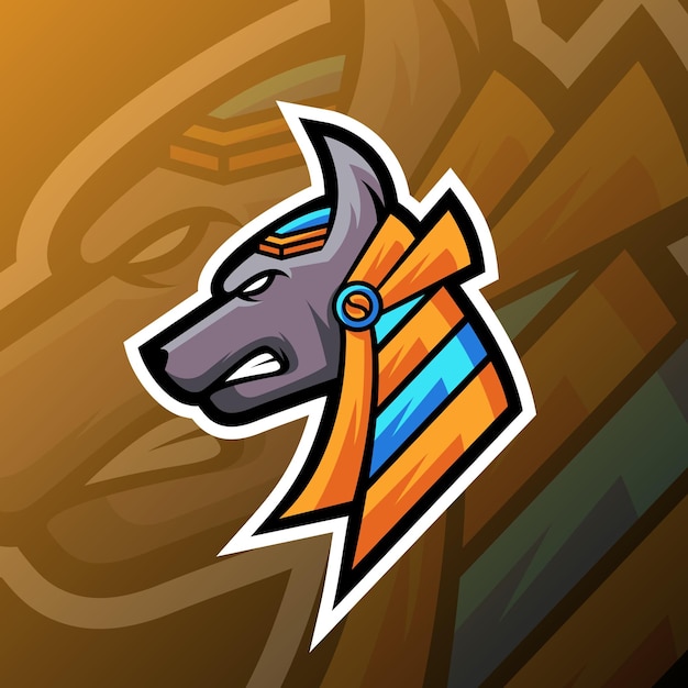 anubis hoofdmascotte met esport-logostijl