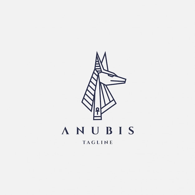 Anubis-logo met lijnstijl ontwerpsjabloon hipster retro vintage label illustratie