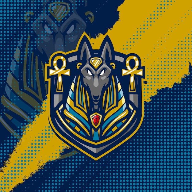 Illustrazione di progettazione di logo della mascotte di anubis