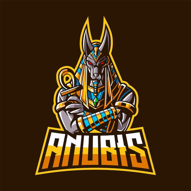 Logo della mascotte di anubis per esport e sport