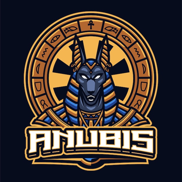 Vettore modello di logo della mascotte di anubis