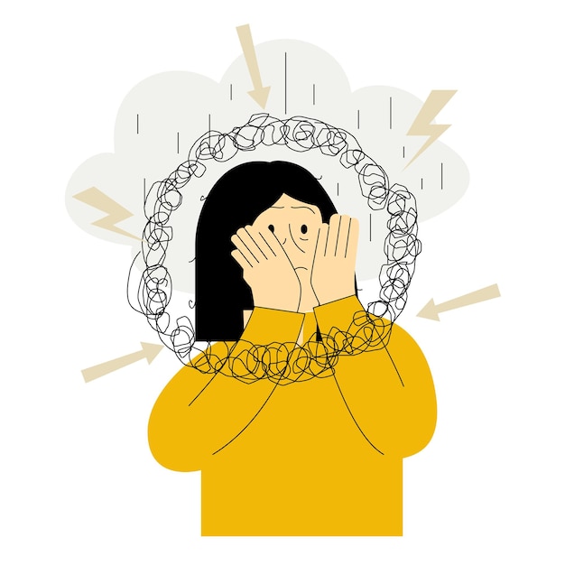 Vector anxiety concept illustration , mental disorders , sad , desperate flat vector design