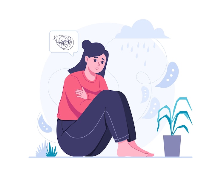 Vector anxiety concept illustration