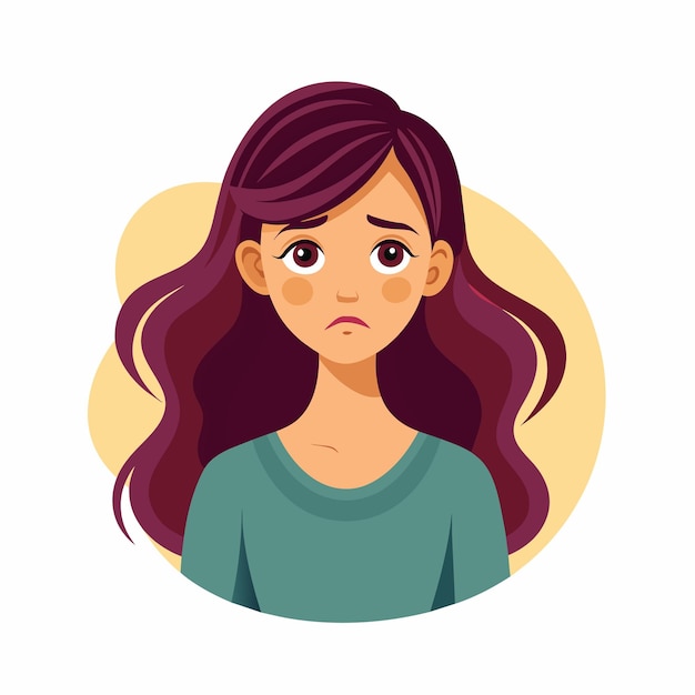 Вектор Тревожная стресс депрессия концепция молодая несчастная обеспокоенная женщина женщина мультфильмный стиль