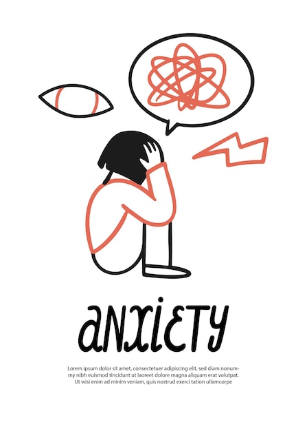 Anxiety. Vector poster or flyer on the theme of depression and sadness. An advertisement