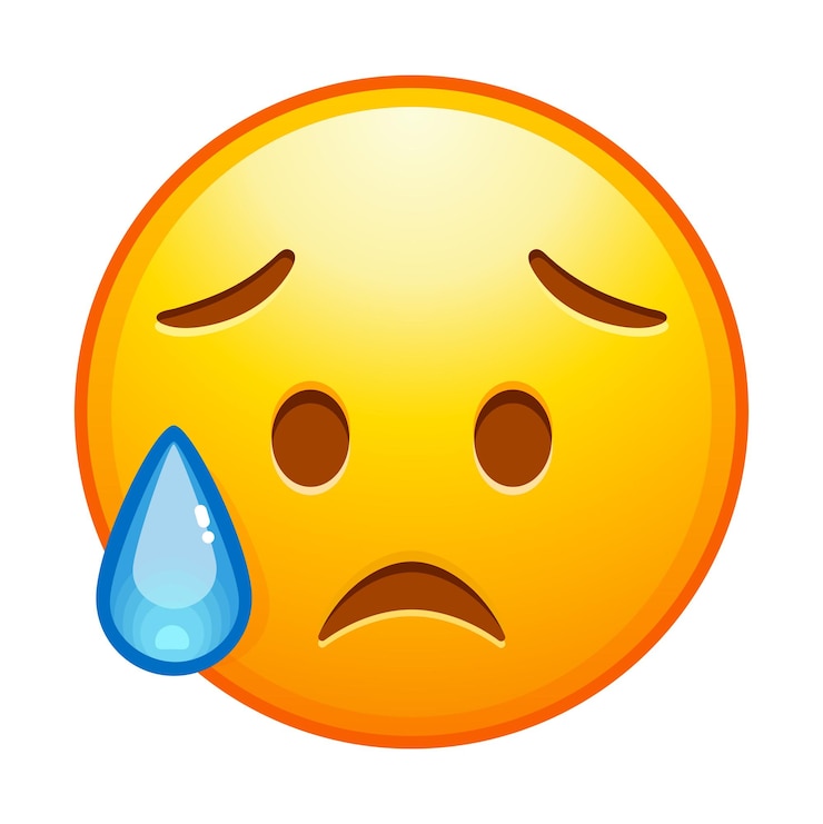 Vector anxious emoji with sweat concerned emoticon sweat dripping down