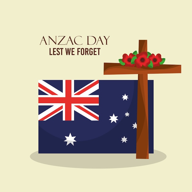 Anzac day lest we forget poster australian flag 