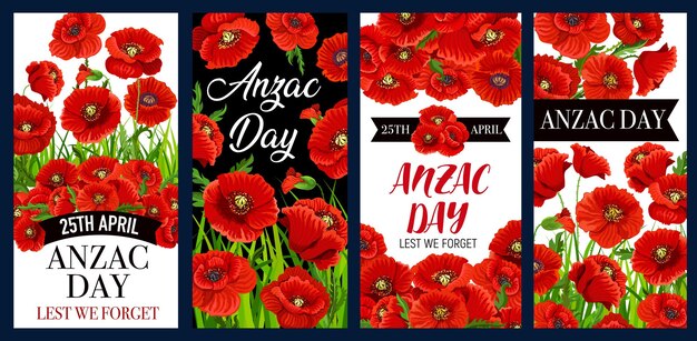 Anzac Day 추모 기념일 양귀비 배너