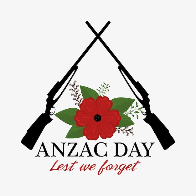 Anzac day poster with red poppy flower