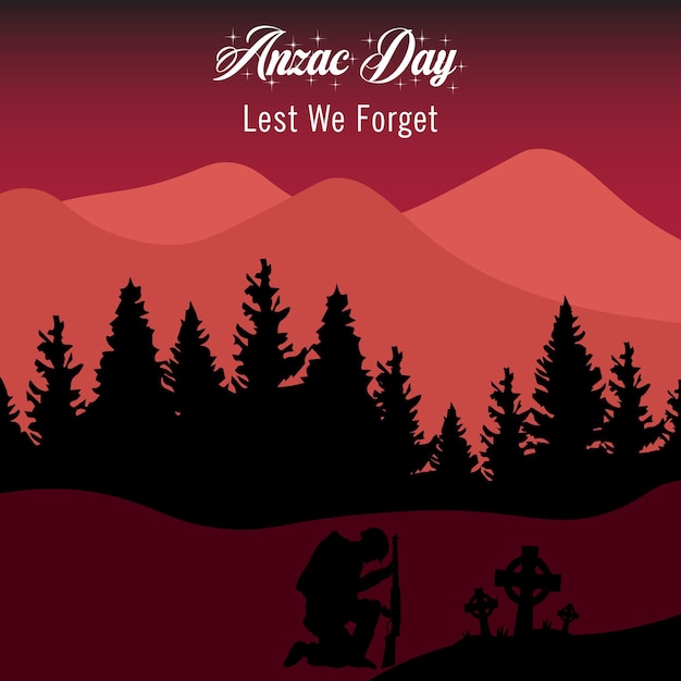 anzac day vector Australia and New Zealand Army who lost or died in the war