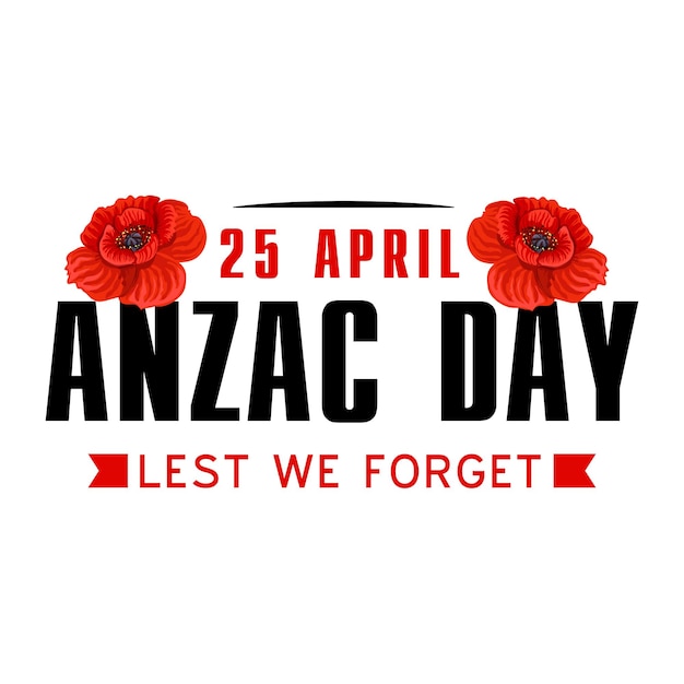 Anzac poppy flower icon for World War memorial day