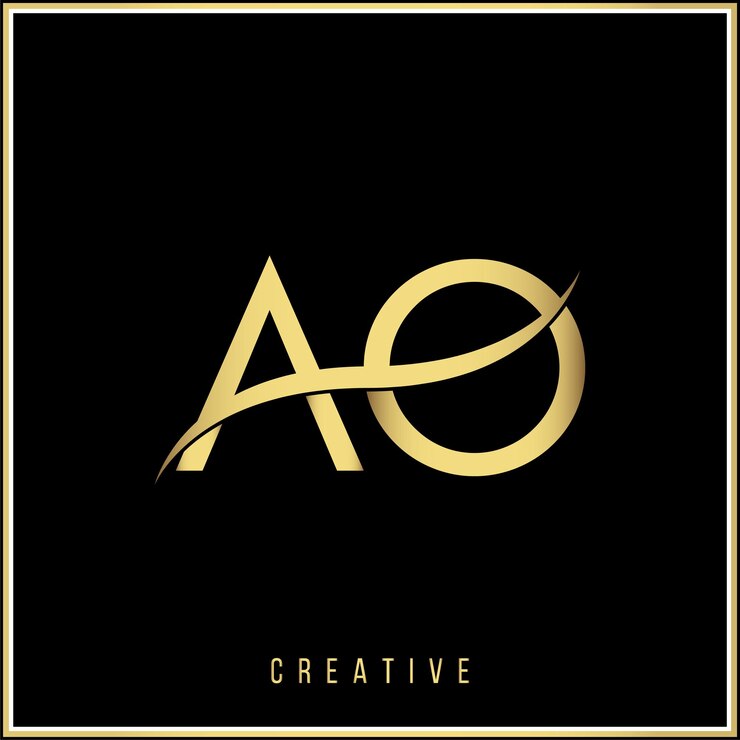 AO Creative Golden Latter Logo Design Minimal Latter Logo In Gold Color Vector Illustration Logo
