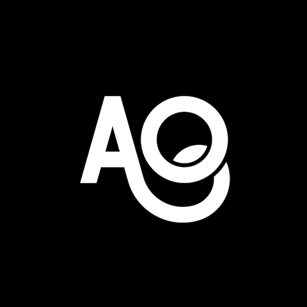 ベクトル a.o. 黒い背景の文字ロゴデザイン a.a.o. クリエイティブなイニシャル文字ロゴコンセプト a.o文字デザイン a.n. 白い文字ロゴ設計