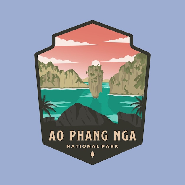 ao phang nga national park emblem patch logo vector illustration design thailand national park design