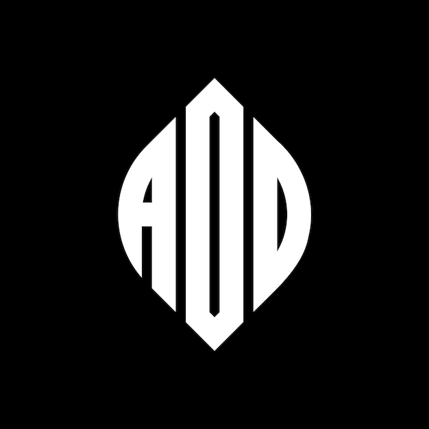 Дизайн логотипа AOD с круговой и эллипсовой формой AOD эллипсовые буквы с типографическим стилем Три инициалы образуют круглый логотип AOD Круг Эмблема Абстрактная монограмма Письмо Марка Вектор.