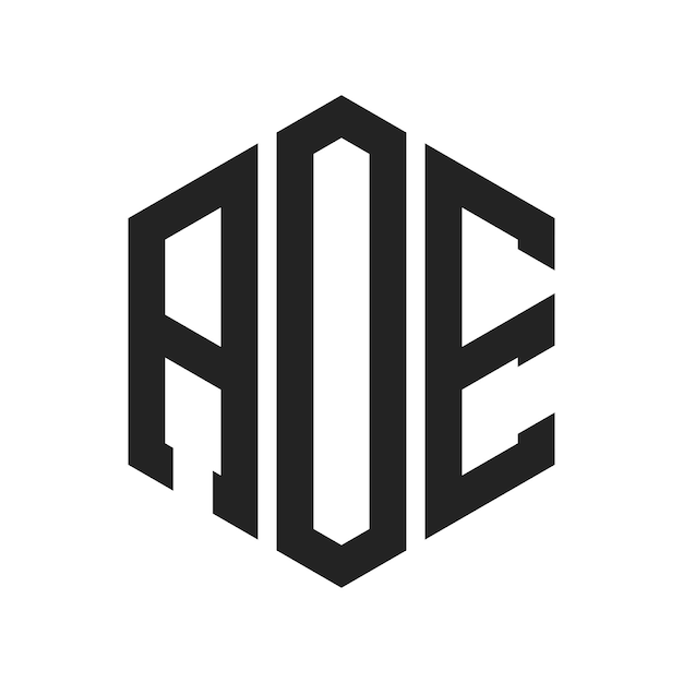 AOEのロゴデザイン: AOEのイニシャル・レターAOEのモノグラム六角形の形を用いたロゴ