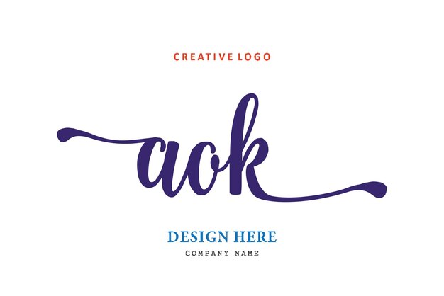 AOK lettering logo is simple easy to understand and authoritative