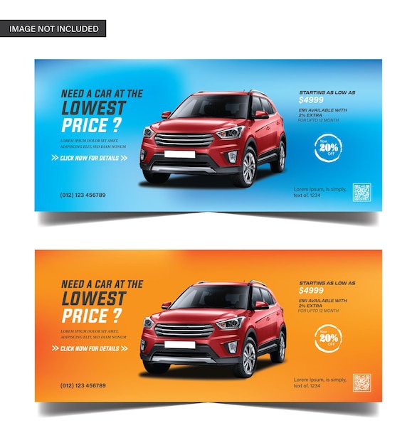 Vector aotumobile social media cover template design, car wash or car rental business social media profile