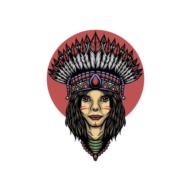 Apache indian woman vector illustration