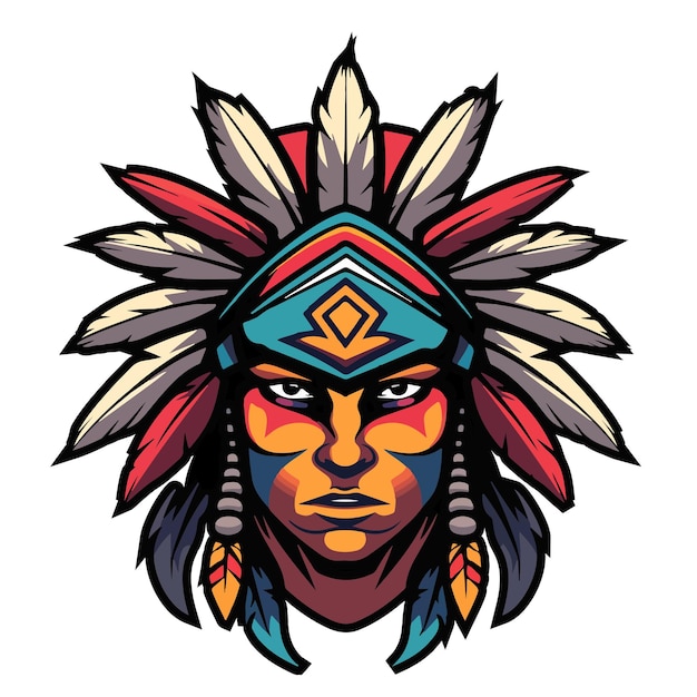 Vector apache warrior mascot for esports team logo flat color vector on white background