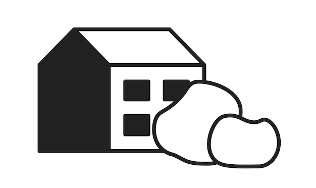 스노우 드리프트 근처의 아파트 단색 평평한  ⁇ 터 객체 편집 가능한 흑백  ⁇ 은 선 아이콘 웹 그래픽 디자인을위한 간단한 만화 클립 아트 스 ⁇  일러스트