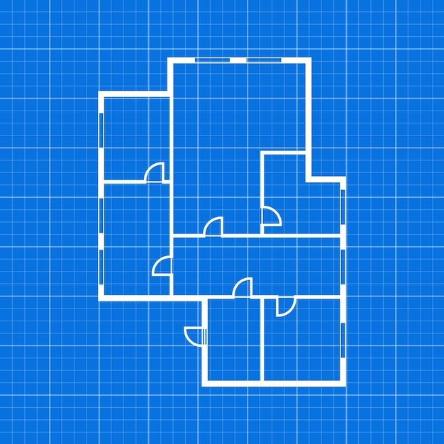 apartment plan thin line top view vector