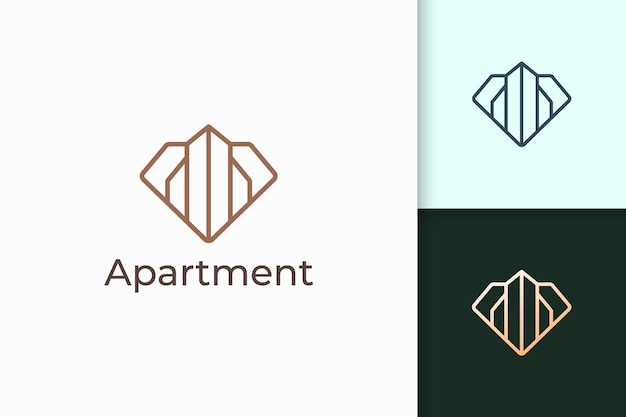 Apartment or property logo in diamond shape for real estate business