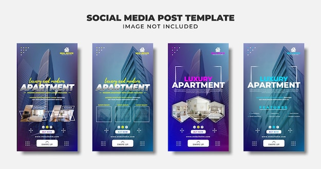 Vettore appartamento e real estate social media instagram story, modello di volantino e banner per la promozione