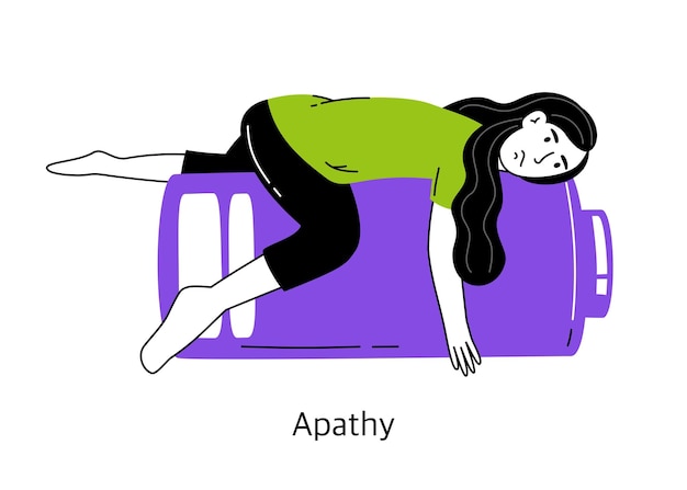 Apathie uitstelgedrag Het concept van geestelijke gezondheid en psychologie Vector illustratie van een meisje