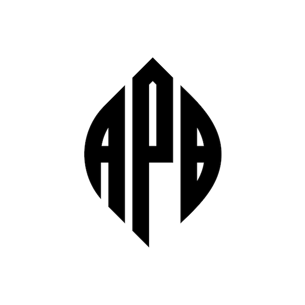 원과 타원 모양의 APB 원 글자 로고 디자인 APB 타원 글자 타이포그래피 스타일의 세 개의 이니셜은 원 로고를 형성합니다 APB 원 블럼 추상 모노그램 글자 마크 터