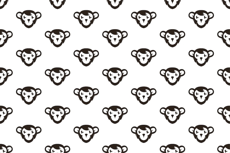 Vector ape head seamless pattern background