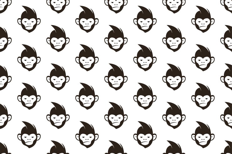 Vector ape head seamless pattern background