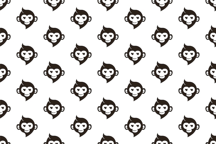Vector ape head seamless pattern background