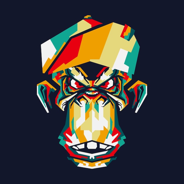 Ape monkey face wpap pop art style vector design