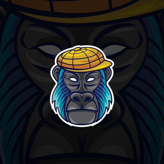 Vector ape with vintage hat mascot