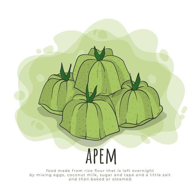 Apem cake in cartoon design is one of the street food from Indonesia