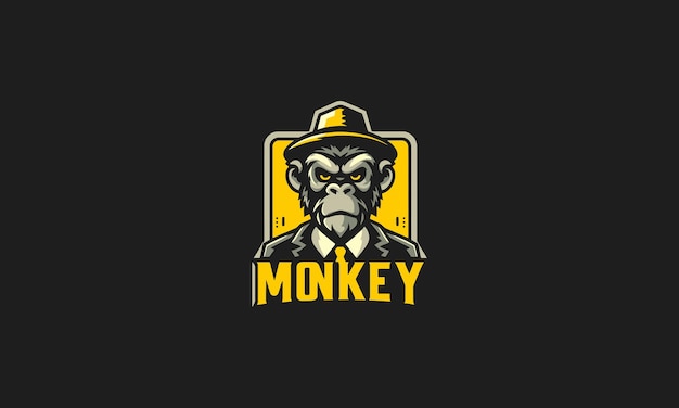 Apen geel logo platte hoofd ontwerp sjabloon