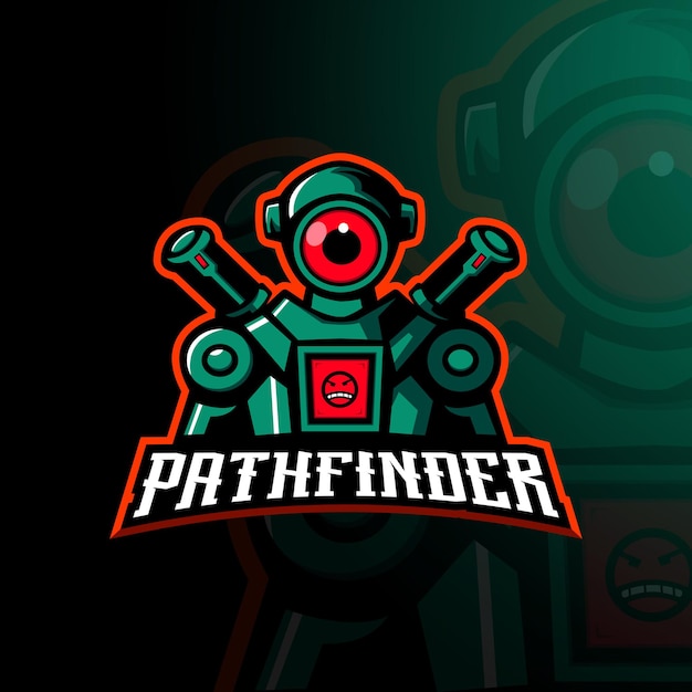 Design della mascotte del personaggio di gioco apex del logo della mascotte di pathfinder per la squadra di gioco esport