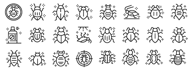 Aphid icons set outline vector Summer nature insect