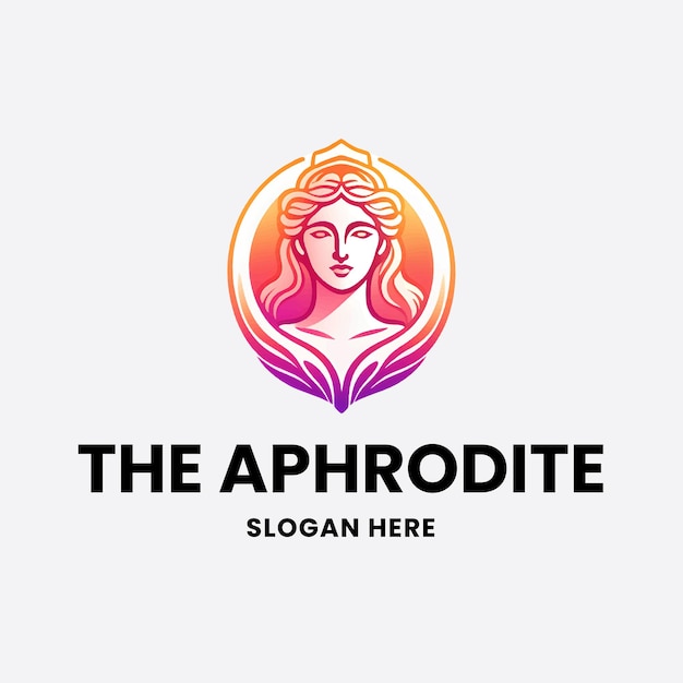 Vettore lo stile gradiente della progettazione del logo di afrodite