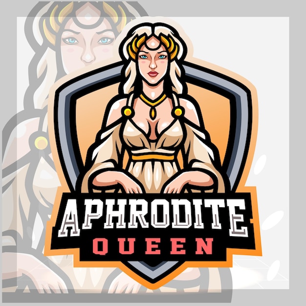 Vettore design del logo esport della mascotte di afrodite