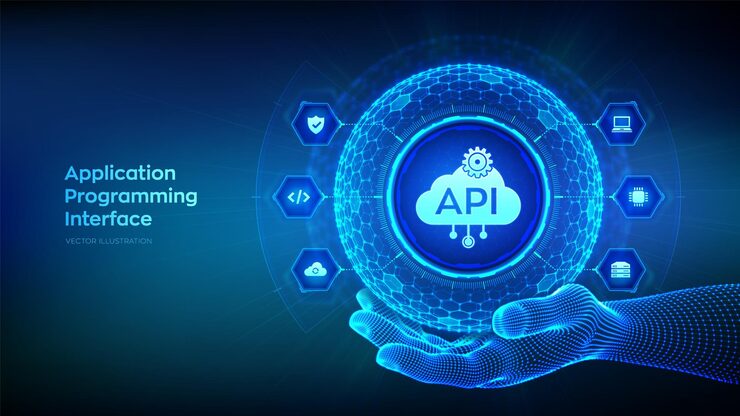 Vector api 應用程式編程接口以球形狀的六角格格圖案在線手軟件開發工具雲計算技術概念向量插圖