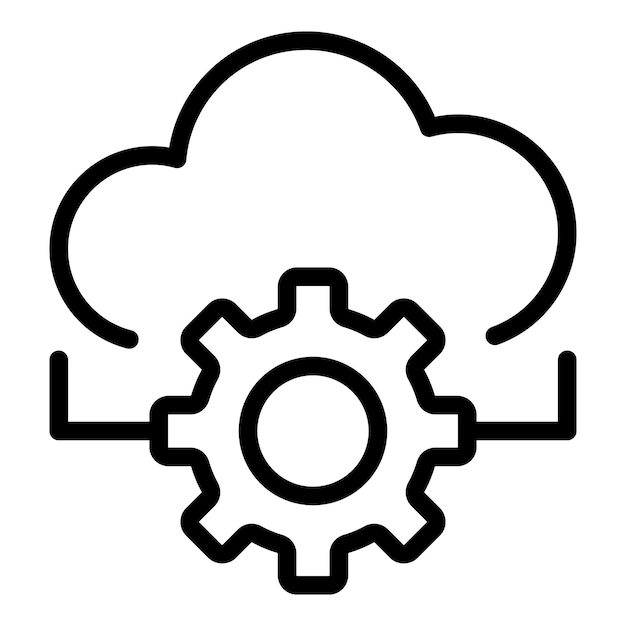 Иконка облачной шестерни API Контур векторной иконки облачной шестерни API для веб-дизайна изолирован на белом фоне