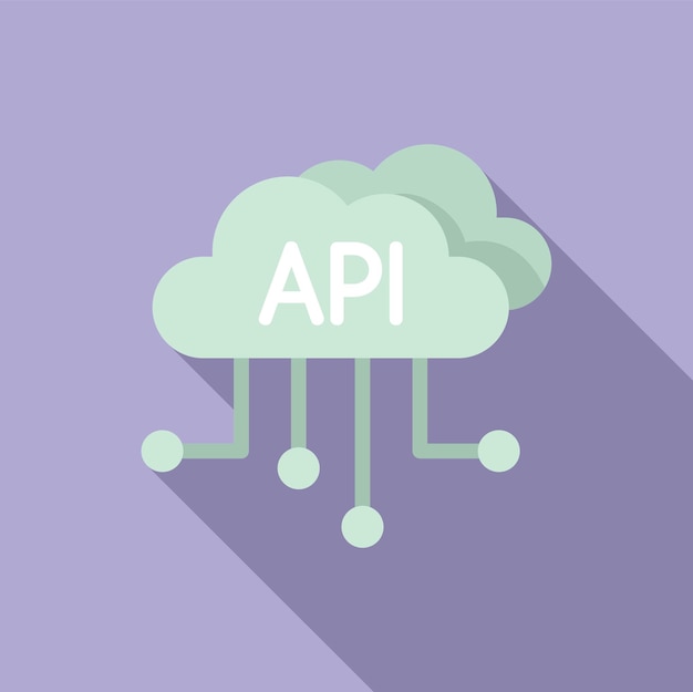 Vector api data cloud icon flat vector gear hosting internet server system app