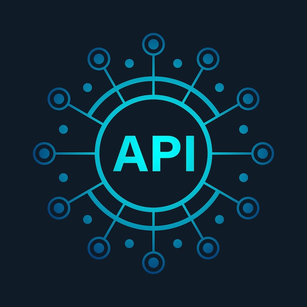 Vettore icona api in stile piatto illustrazione del vettore di integrazione del software su sfondo isolato concetto di business del segno di programmazione dell'algoritmo