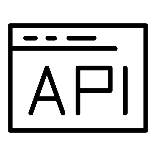 Api tandwiel web vensterpictogram Overzicht Api tandwiel web venster vector pictogram voor webdesign geïsoleerd op een witte achtergrond
