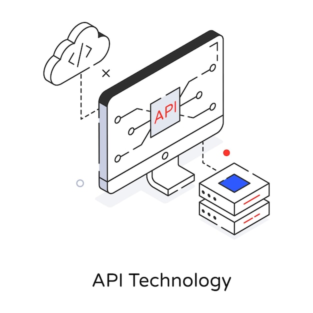 Api 技術のモダンな等尺性のアイコン